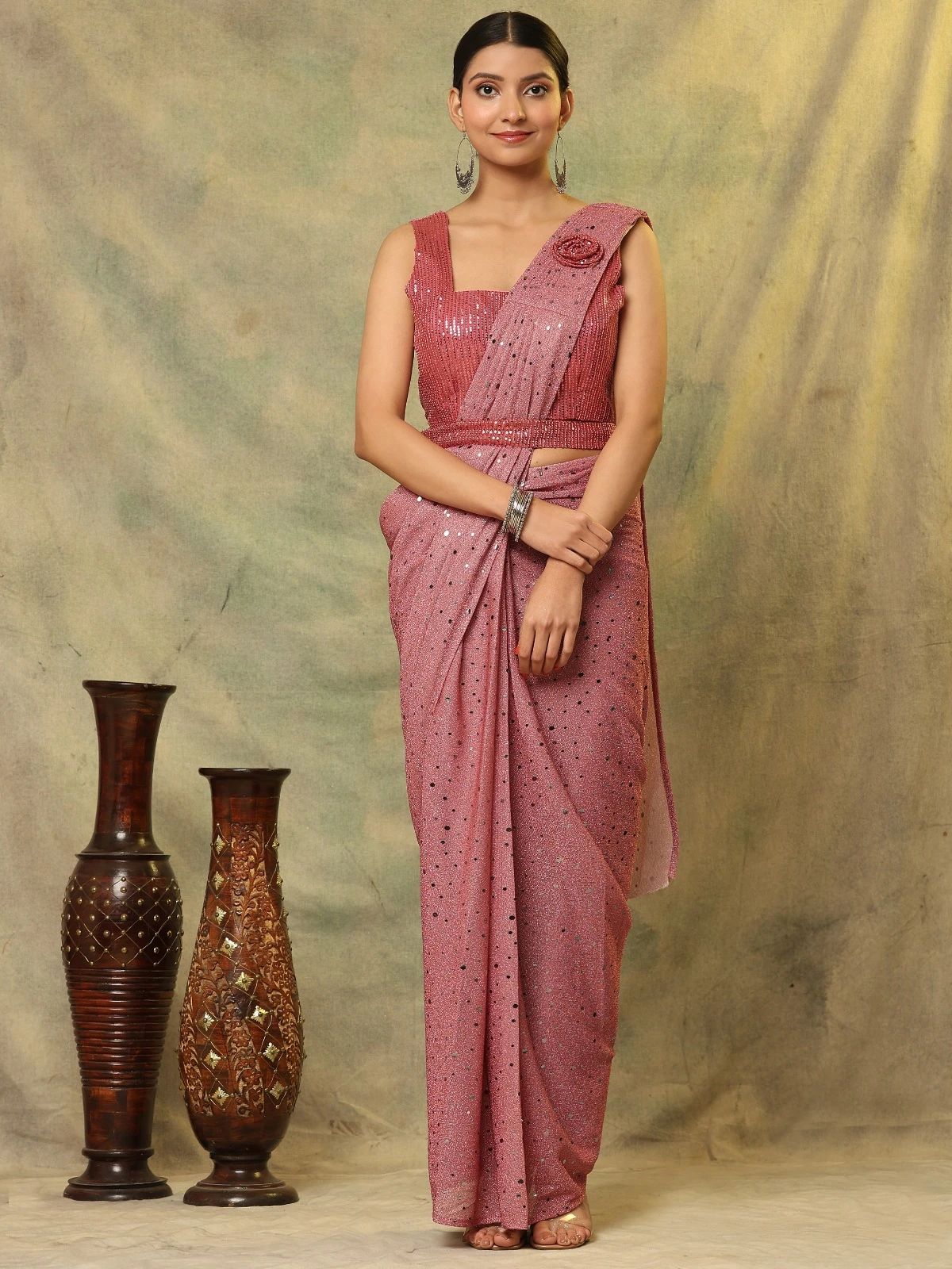 Amoha A301 Imported Fabric Wholesale Fancy Readymade Saree — Wholesale Sarees, AMOHA wholesale from Surat — view 2